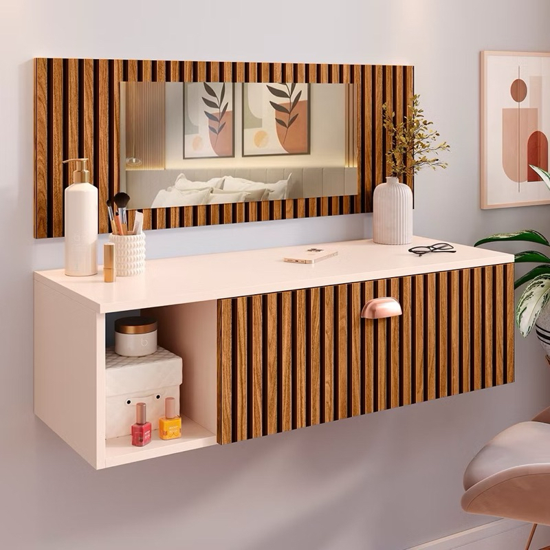 Makeup Penteadeira Camarim Maria Flor  + Espelho Suspensa Make up Joy Gaveta Divisoria LANÇAMENTO