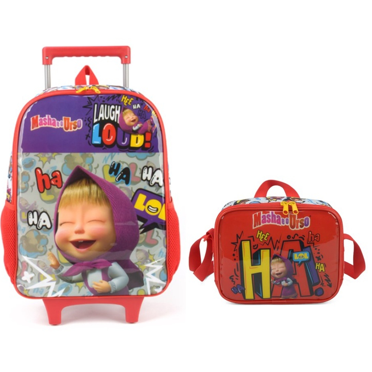 Kit Masha e o Urso Disney Mochila de Rodinha + Lancheira