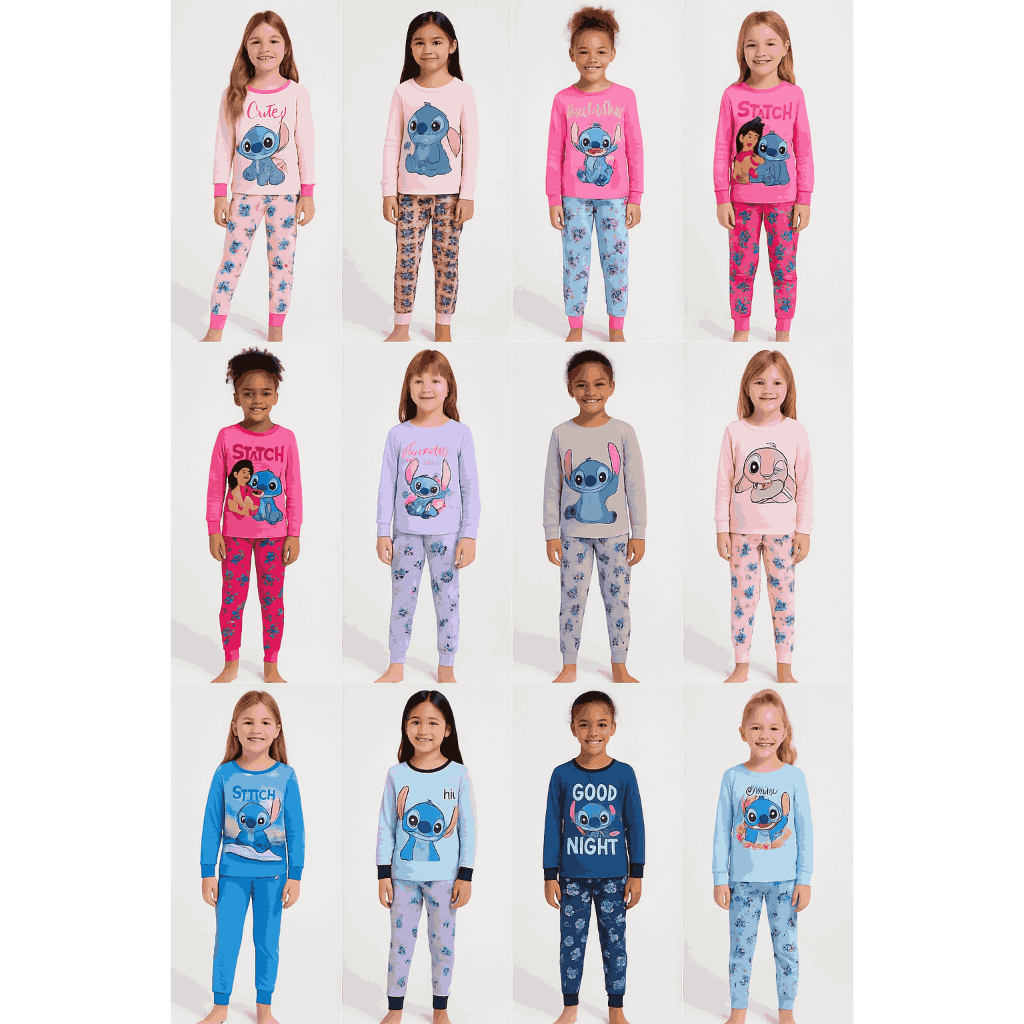 Conjunto Inverno Infantil Stitch Menina e Menino | Pijama Quentinho Moda Infantil Tamanho 4 a 8 Anos