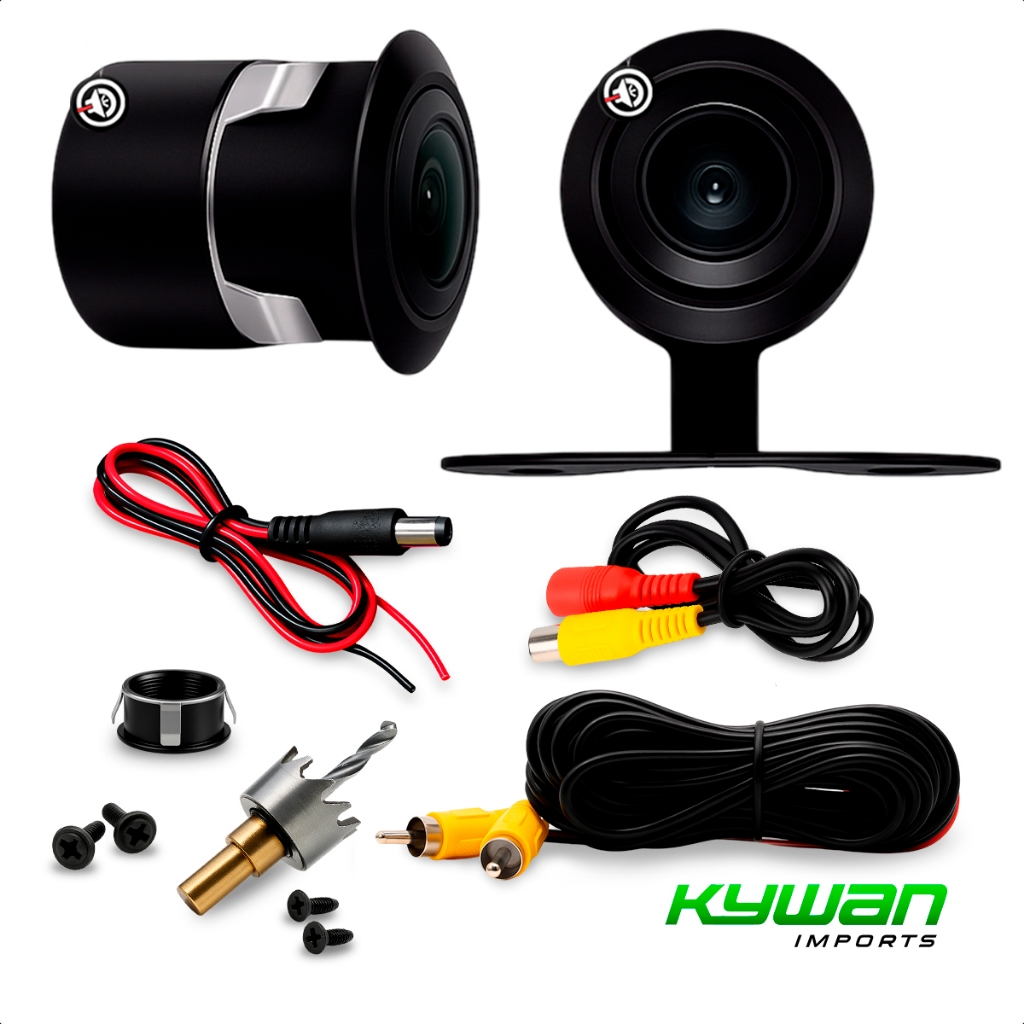 Camera De Ré para Carro e Camionetes Kywan Prime Visão Colorida Universal 4x1 com 170° grau