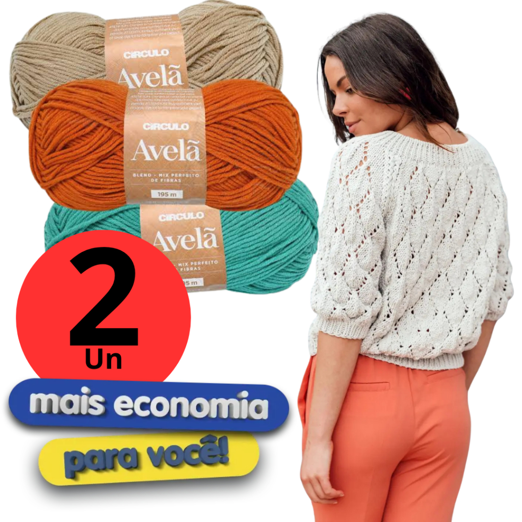 Kit 2 ou 3 unidades LÃ Fio Avelã Circulo 100g em Oferta na Shopee