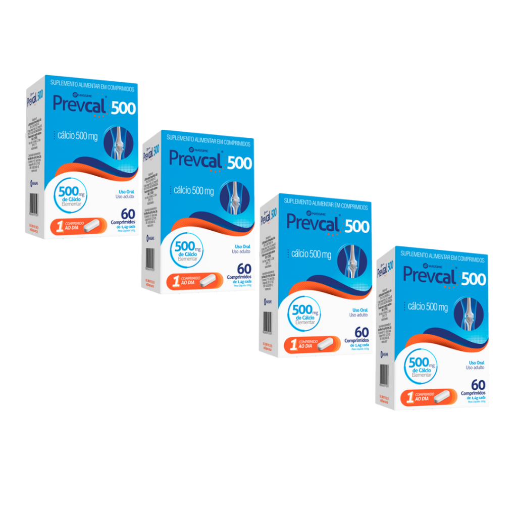 4x Prevcal 500mg 60cpr Carbonato De Cálcio Elementar