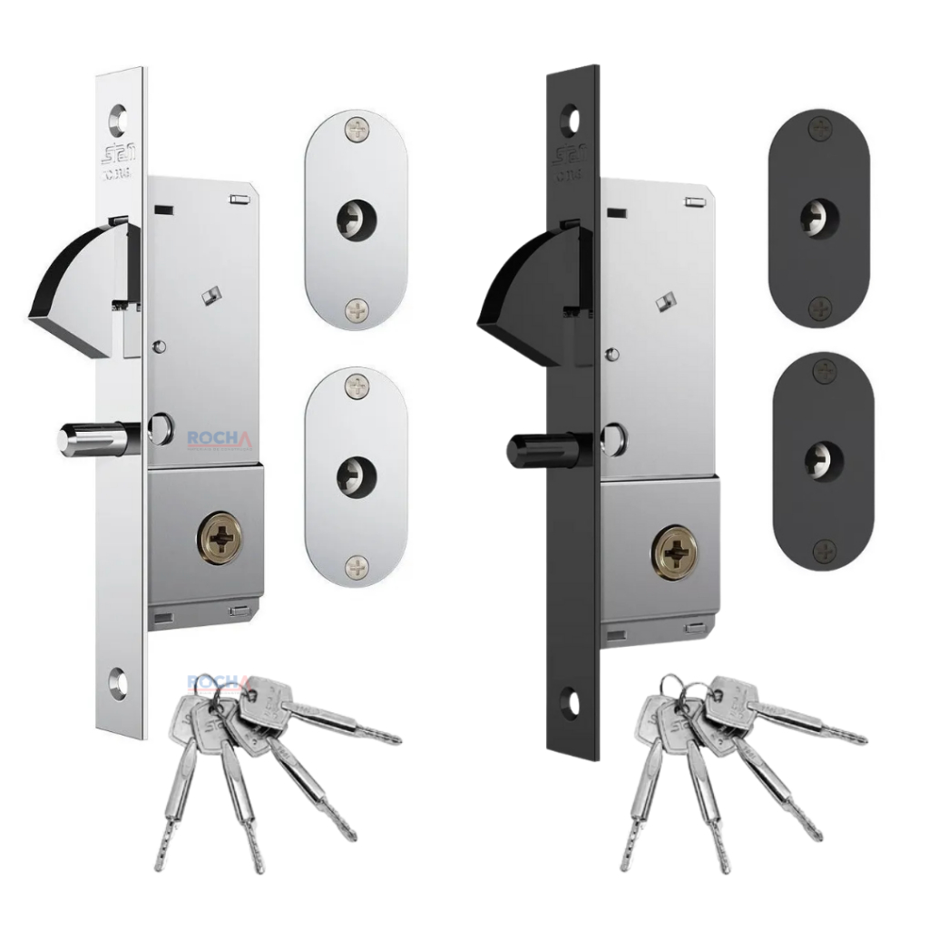 Fechadura Inox para Porta de Correr 1940 com 4 Chaves Tetra Stam