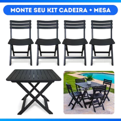 Cadeira ou Mesa Dobrável Plástica Preta P/ Restaurante Bares Área de Lazer Arqplast