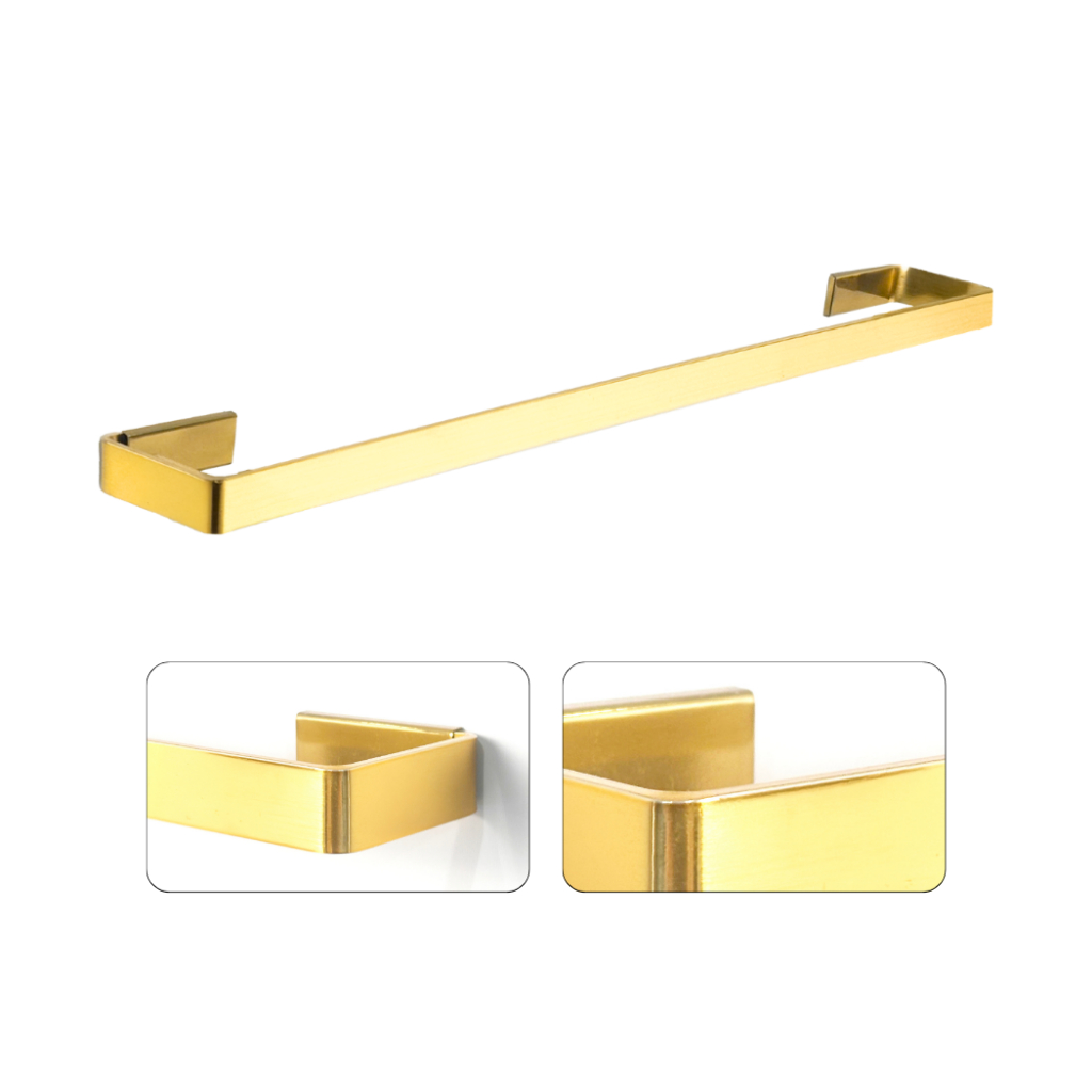 Porta Toalha de Banho Toalheiro Quadrado Dourado para Banheiro Lavabo