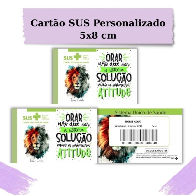 Cartão Sus Personalizado Leão de Judá