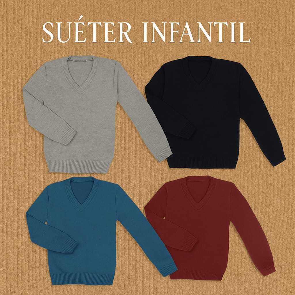 Blusa Suéter de Frio Gola Em V Quentinha Infantil