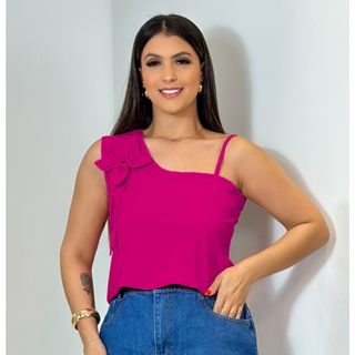 Blusa Feminina Com Flor Social Blusinha Regata em Oferta na Shopee