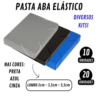 Kits Pastas Aba Elástico Polionda Oficio 5,5cm - 3,5cm - 2cm Com 10 ou 20 Pastas Diversas Cores em Oferta na Shopee