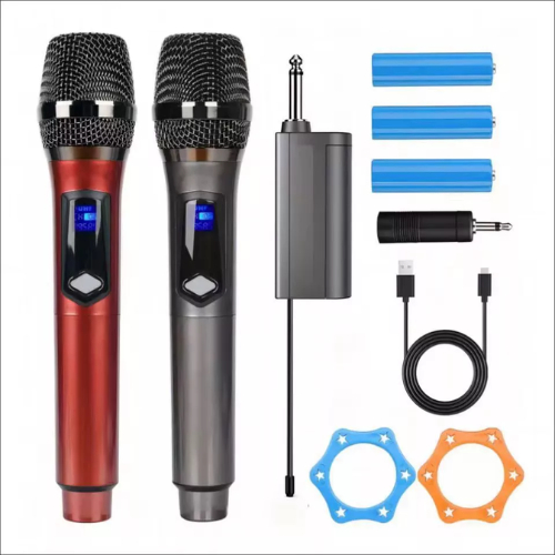 Kit 2 Microfones Sem Fio UHF Profissional com LED + Receptor de Alta Qualidade | Kapbom KA-M87