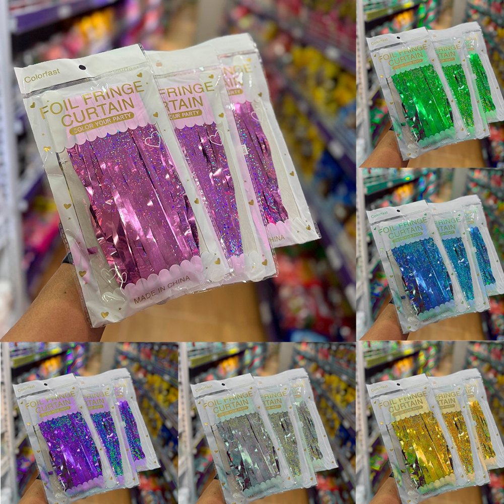 KIT 3 Cortinas Holográficas Coloridas | Decoração Festa, Aniversário, Balada, Evento Instagramável