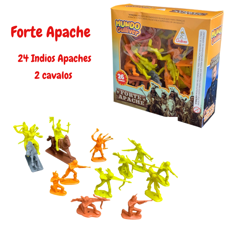 Forte Apache  24 Índio Apaches + 2 Cavalos Gulliver Ref:0962