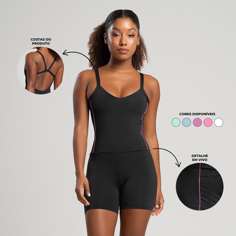 Macaquinho Fitness Feminino Sustentação Compressão – Costa Nua Neon Detalhe Confortável Academia Treino em Oferta na Shopee