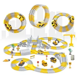 Pista de Carrinho Infantil com 98, 180 e 345 Peças Brinquedo Construção com Carrinho