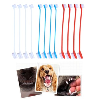 Kit Com 12 Escovas De Dente Dupla Cabo Longo Coloridas Cuidado Bucal Higiene Cachorro Gato Material Resistente LR-0148