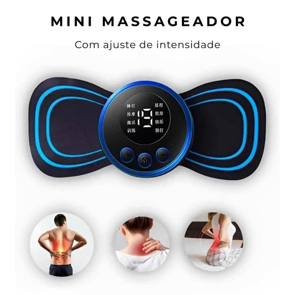 Mini Massageador Elétrico Portátil EMS Alívio de Dores no Pescoço, Ombros e Corpo Inteiro