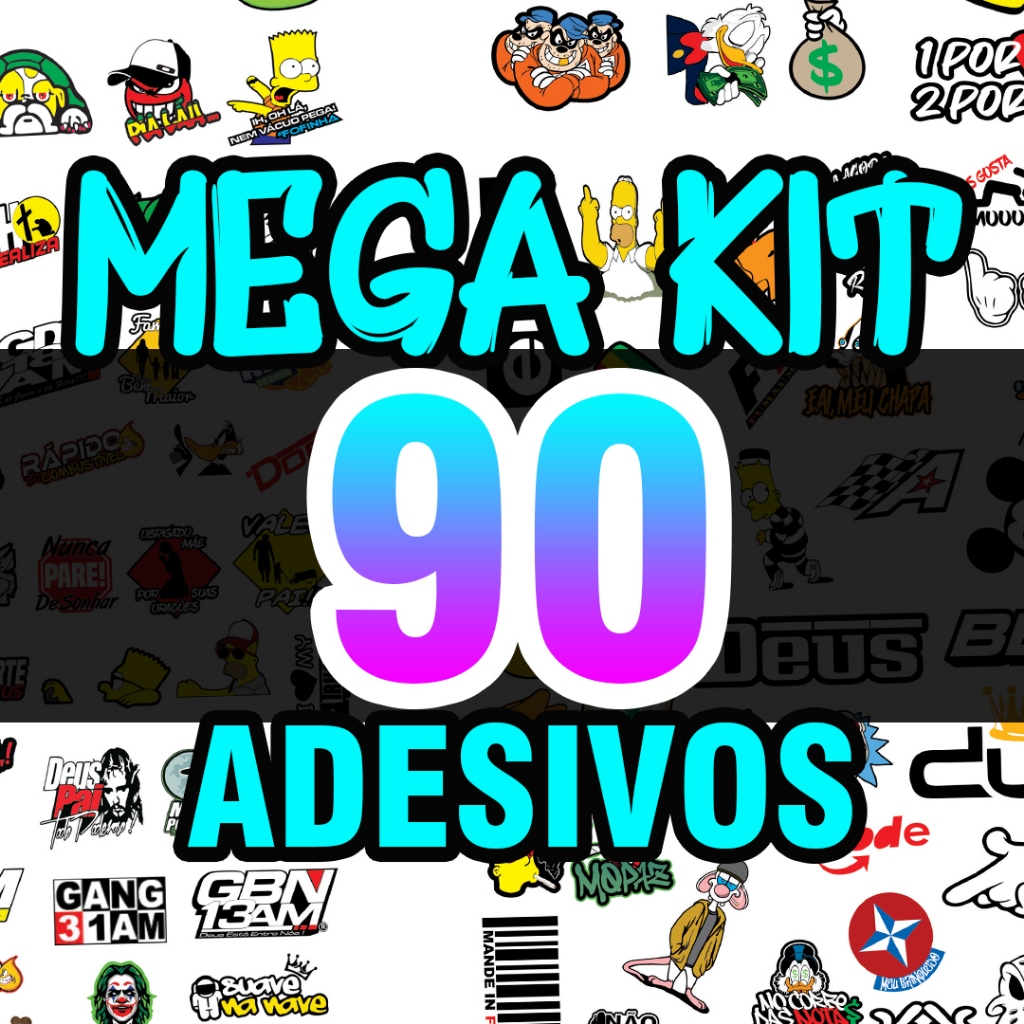 Super Cartela Kit 90 Unidades Stickers Adesivos Moto Bike Carro Pc Computador Celular Notebook IMP em Oferta na Shopee