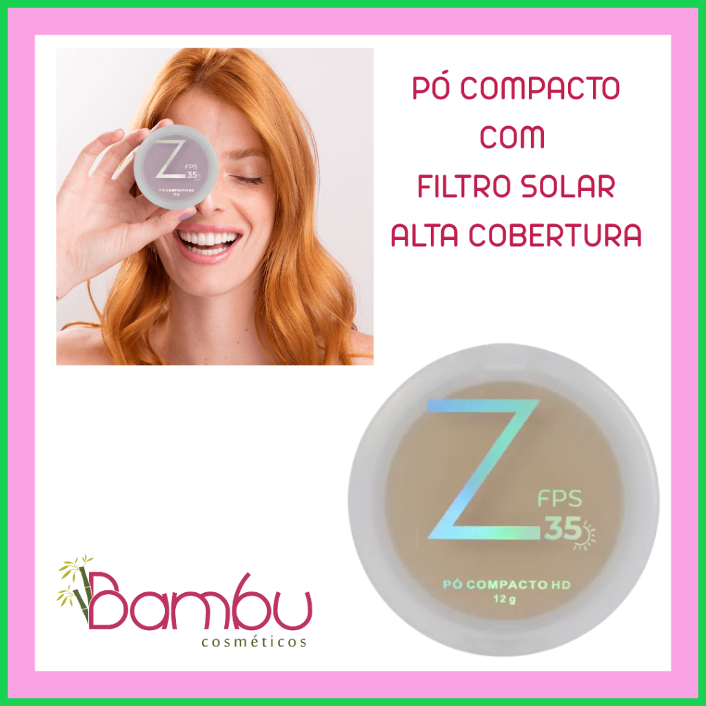 Pó Compacto FPS 35 Zanphy Acabamento Matte Soft Focus Proteção Solar