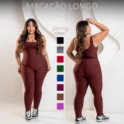 PLUS SIZE Macacões Longos Zero Transparência Fitness Premium Legg Feminino Academia Treino Bojo Removível Conjunto