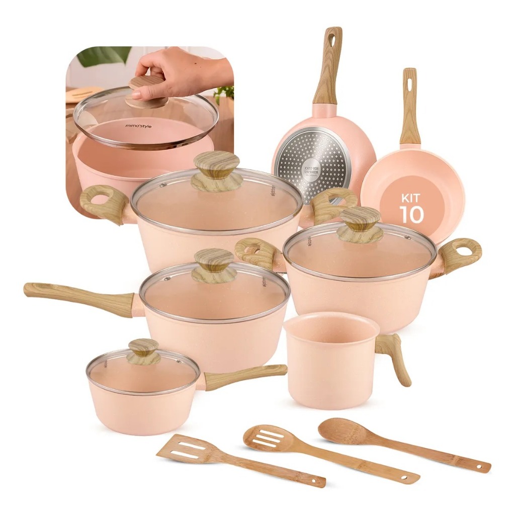 Jogo De Panelas Antiaderente Cerâmica Mimo Style 10 Peças em Oferta na Shopee