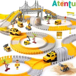 Pista de Carrinhos Construção com 98, 180 e 345 Peças Brinquedo Infantil com Carrinho
