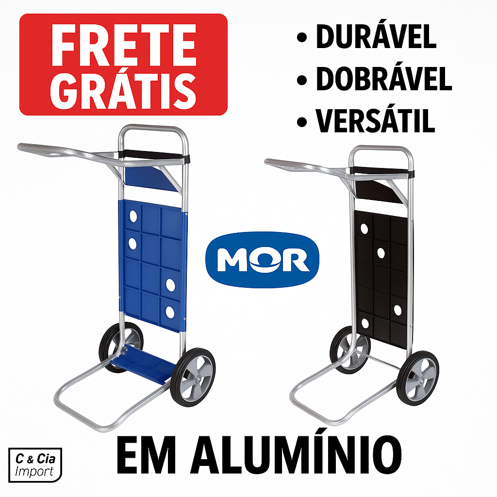 Carrinho De Praia P/ 5 Cadeiras Vira Mesa Alumínio Com Bolsa Azul / Preto - Home & Living