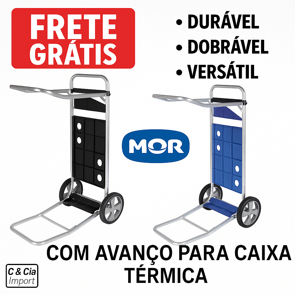 Carrinho De Praia P/ 5 Cadeiras E Cooler Alumínio Vira Mesa - Home & Living