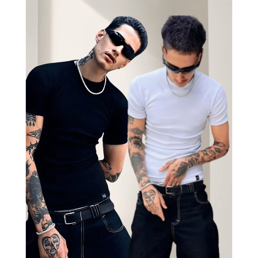 Kit 2 Camiseta Americana Masculina Estilo Rapper Gringa Modelo Slim Camisa Basica Lisa