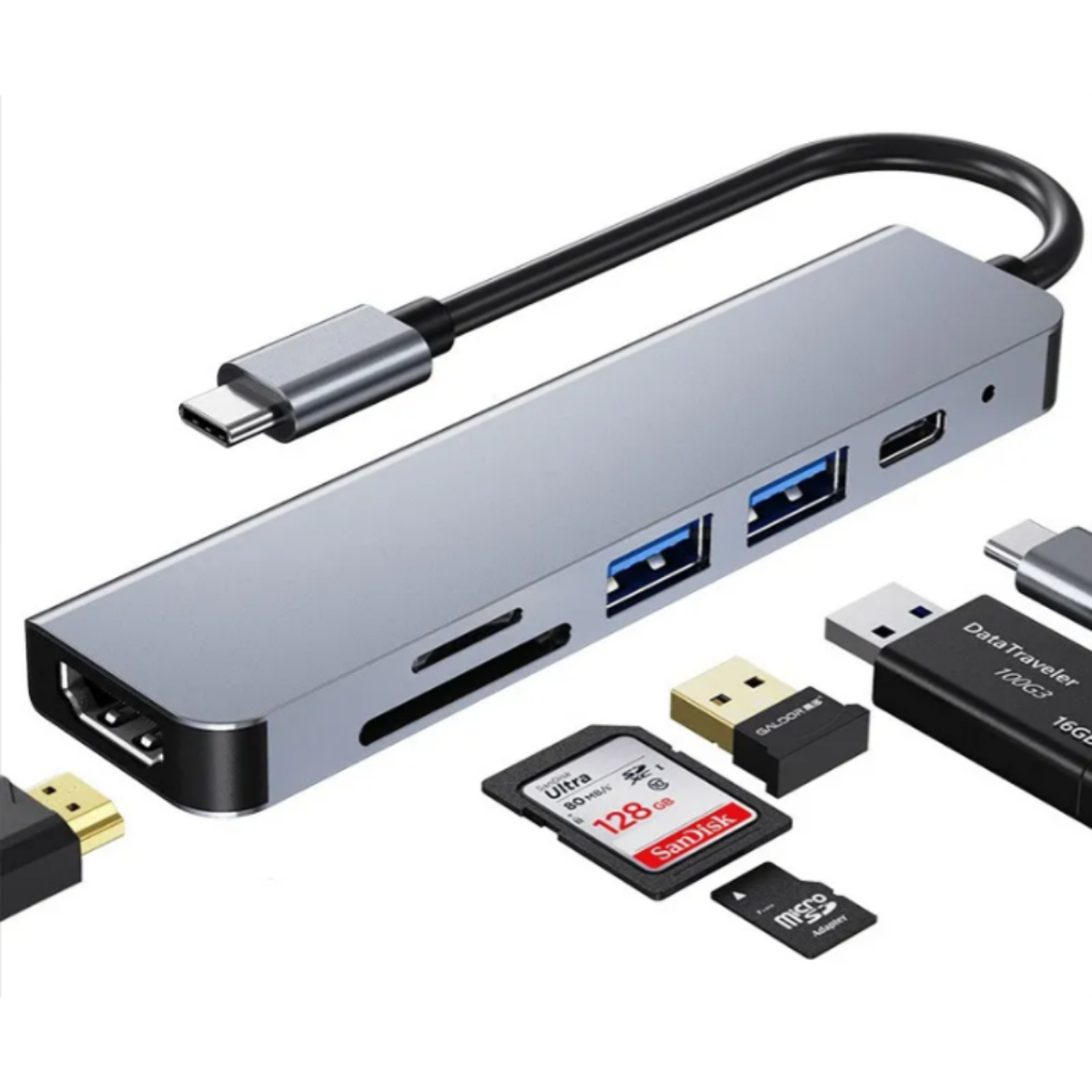 Hub Usb Tipo-c 7 Em 1 Usb 3.0 Hdtv 4k Sd Tf Type-c Adaptador