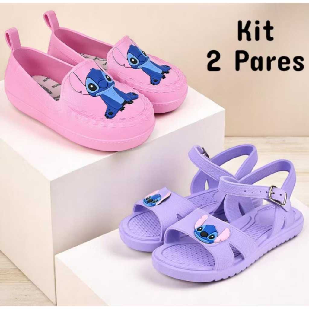 Kit 2 Pares Mocassim e sandalia Infantil.Menina.Lucks Calçados.