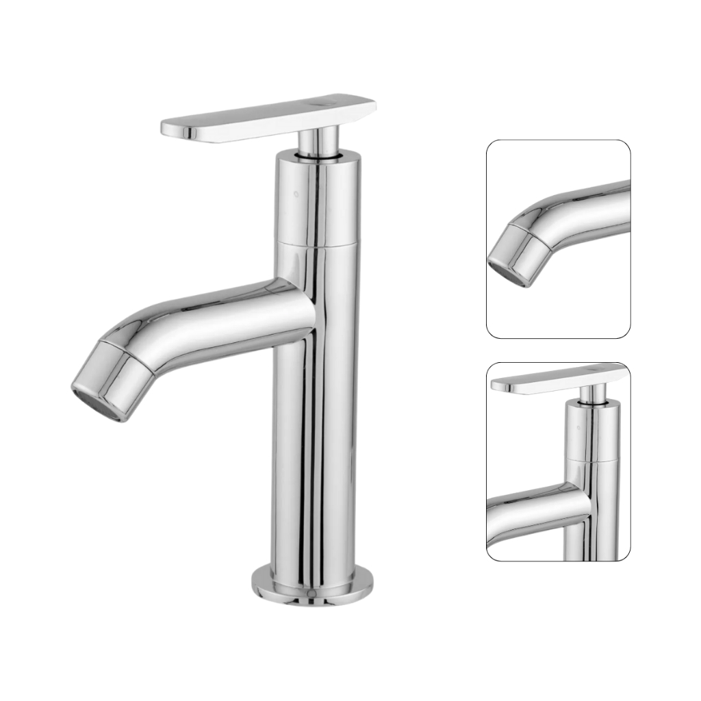 Torneira Lavatório Pia Banheiro Moderna Abs 1/4 de Volta Cromo Premium Luxo