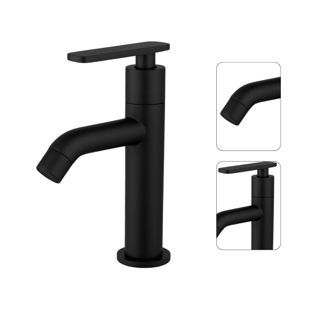 Torneira Lavatório Banheiro Preto Fosco Matte Alavanca Moderna Abs Premium Luxo