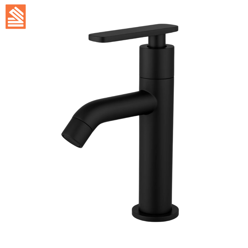 Torneira Lavatório Banheiro Preto Fosco Matte Alavanca Moderna Abs Premium Luxo 1/4 de Volta · foto 2