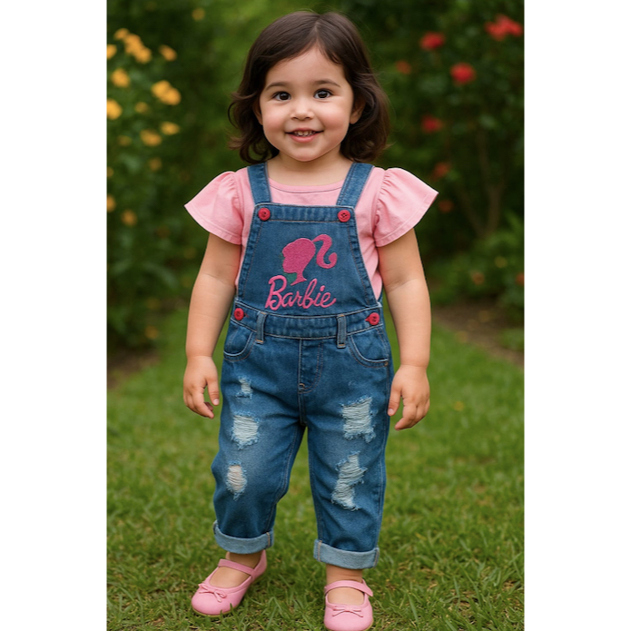 Jardineira Jeans Infantil Boneca Menina Bebe em Oferta na Shopee
