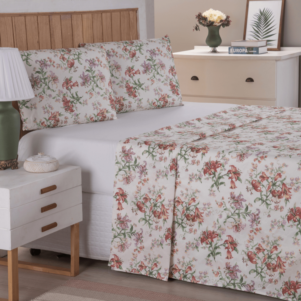 Jogo De Lençol Solteiro 3 Peças 400 Fios Toque Macio Percal Estampado Floral e Geométrico Sortido em Oferta na Shopee