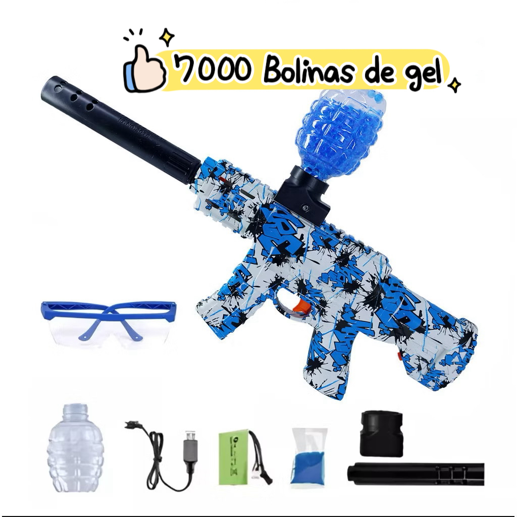 Arma Disparo Automatico Lança COM 7000  Bolinhas De Gel Oculos de Proteção Blaster Arminha de Gel em Oferta na Shopee