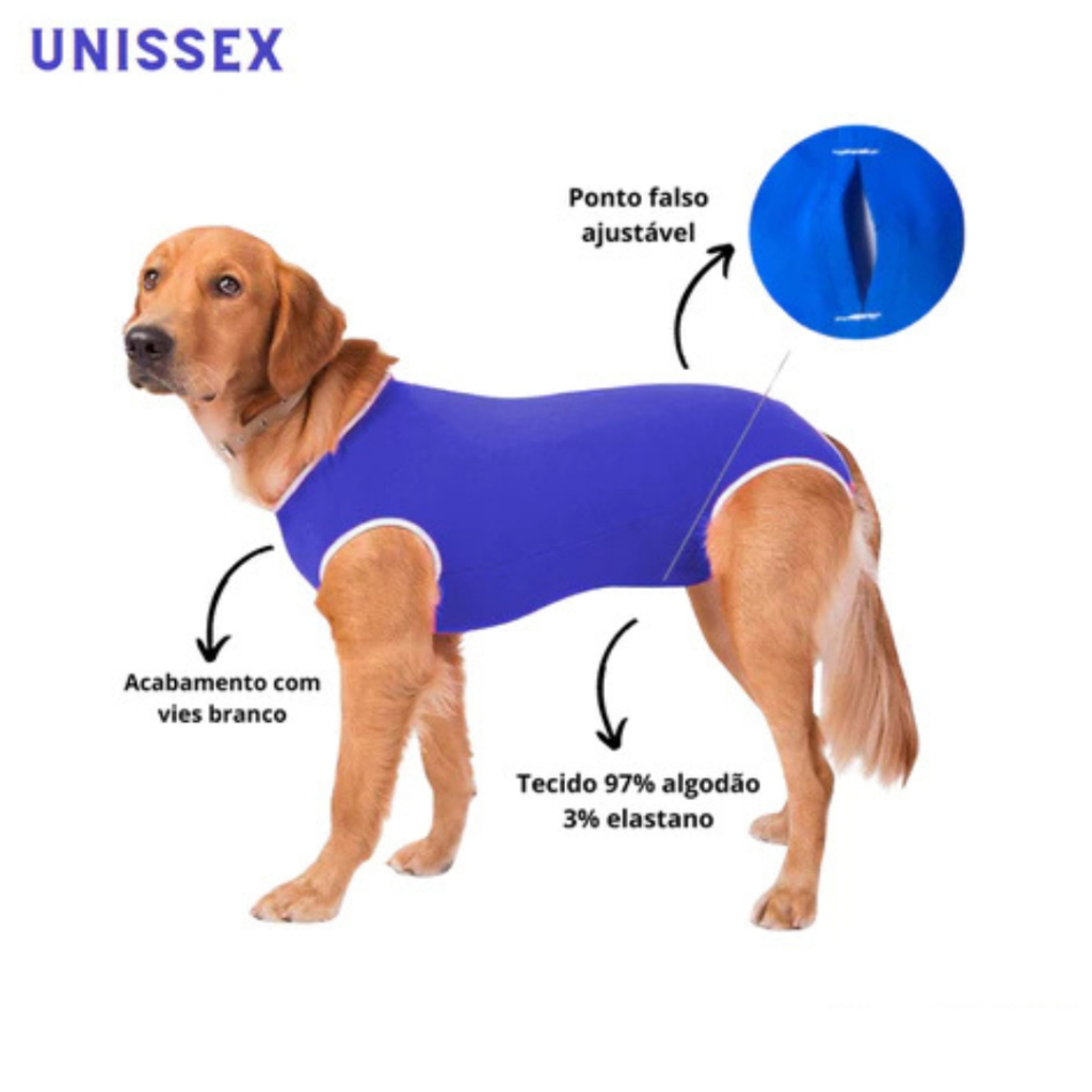 Roupa Pós Cirúrgica Com Zíper Macho Castração Cachorro Pet em Oferta na Shopee