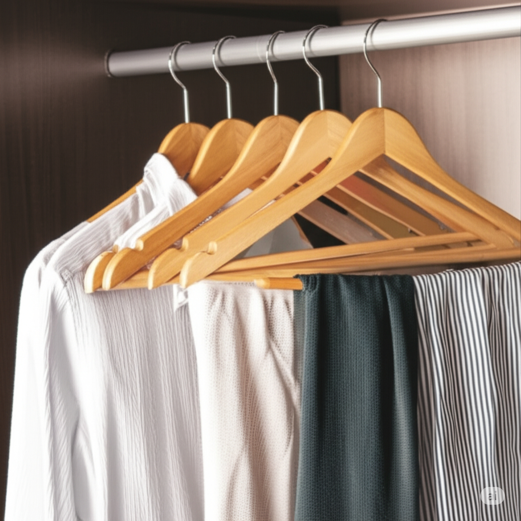 Kit 3 Cabides Madeira Com Rachadura Para Alça Organização Roupa Guarda-Roupa Closet Loja Casa