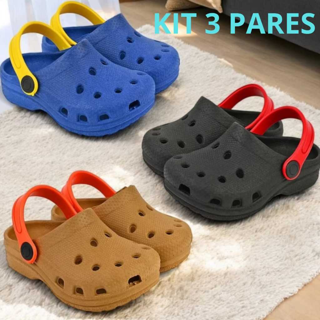 Kit de 3 Pares de Babuches infantil.menino.Lucks Calçados.