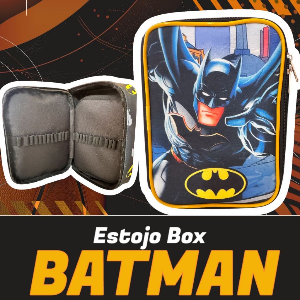 Estojo Box 100 Pens Organizador Escolar Meninos Batman Preto Novo