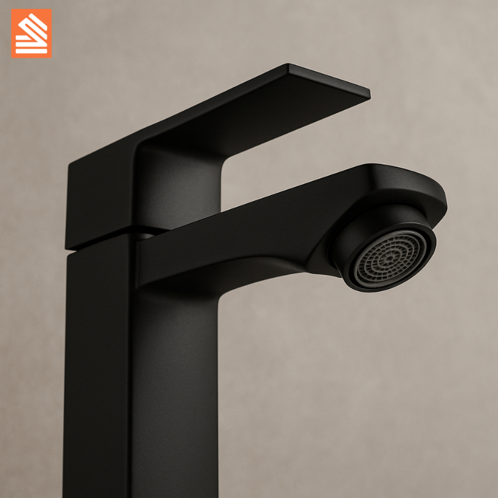 Torneira Quadrada Preto Fosco INOX Para Banheiro Lavabo Cuba Pia Mesa Bancada Agua Fria Metal Luxo · foto 2
