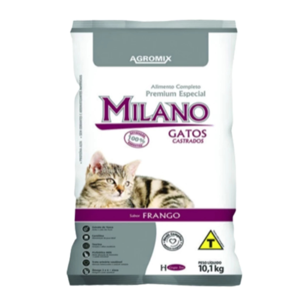 Ração Milano Gatos Castrados Frango 10,1kg – Nutrição Premium Especial