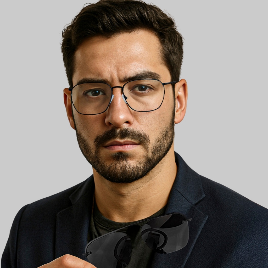 Óculos Masculino 2 em 1 Armação para Grau com Clip On Solar Polarizado e Proteção UV400 Promoção