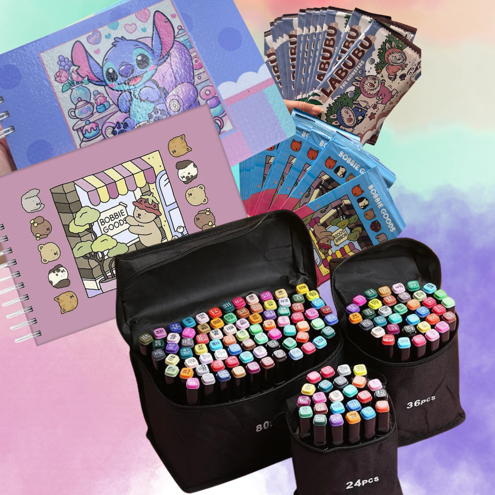 COMBO COMPLETO COM SURPRESA - KIT CANETINHA LIVRO DE COLORIR 50 FOLHAS CAPADURA FOLHA 180G