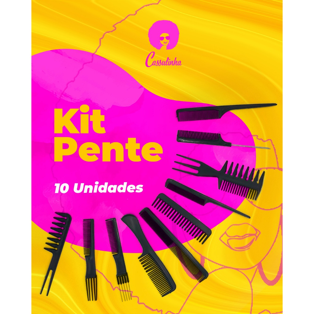 Kit de Pentes Profissionais – 10 Peças Perfeito para trancistas, cabeleireiros e uso doméstico.