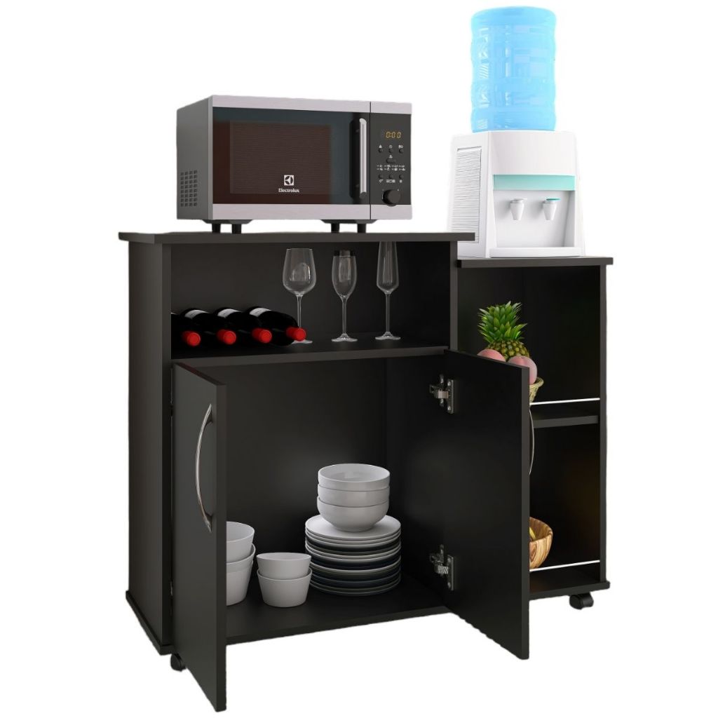 Armário Multiuso com Fruteira, 2 Portas e Rodízios- Ideal para Cozinha ou Lavanderia em Oferta na Shopee