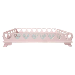 Bandeja Decorativa Espelhada Enfeite Coração Mdf Rosa - Decoração Quarto Luxo Elegante