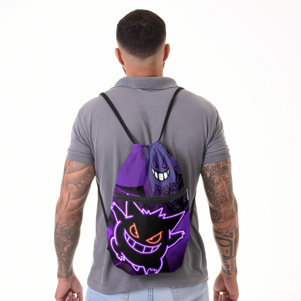 Mochila Saco Coyote® Gengar Neon Reforçada com Alça de Corda em Oferta na Shopee