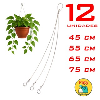 Kit 3 a 12 Cabo de aço corrente pendurar vasos para plantas 3 gancho jardim vertical suculentas em Oferta na Shopee