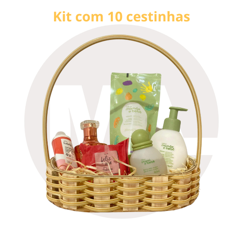 Kit com 10 fraldeiras cestinha oval de pinus 20x13cm tecida com fita sintética cor banana em Oferta na Shopee
